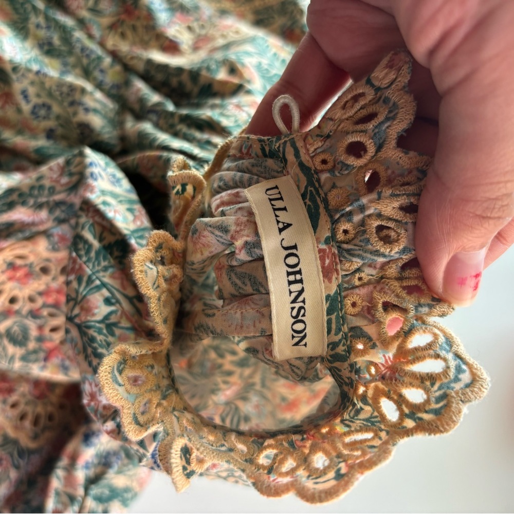 Ulla Johnson Lorna Floral Print Poplin Embroidered Blouse 00 - Picture 4 of 9